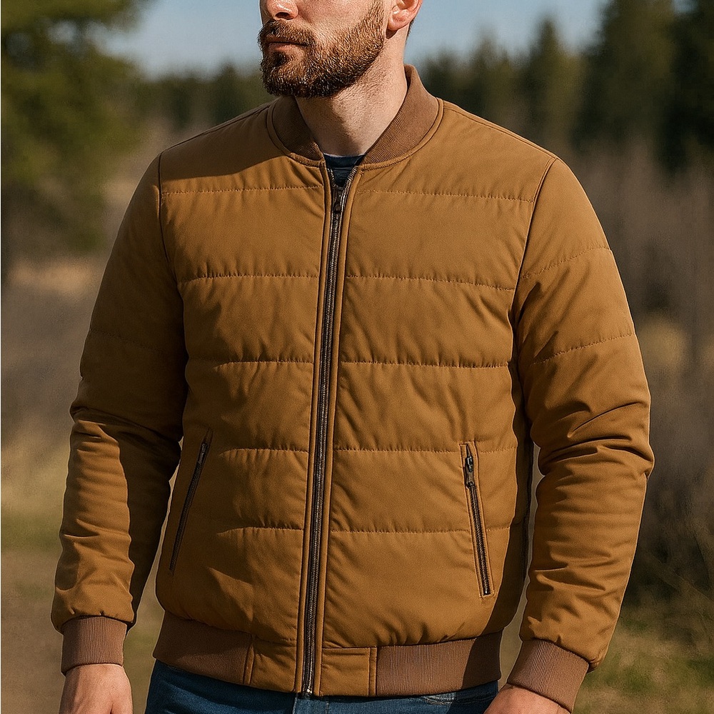 Magcomsen Outdoor Bomber Jacket – Men’s Small – Brown- Warm Windproof Outwear